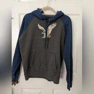 Men's Gray and Blue Hoodie